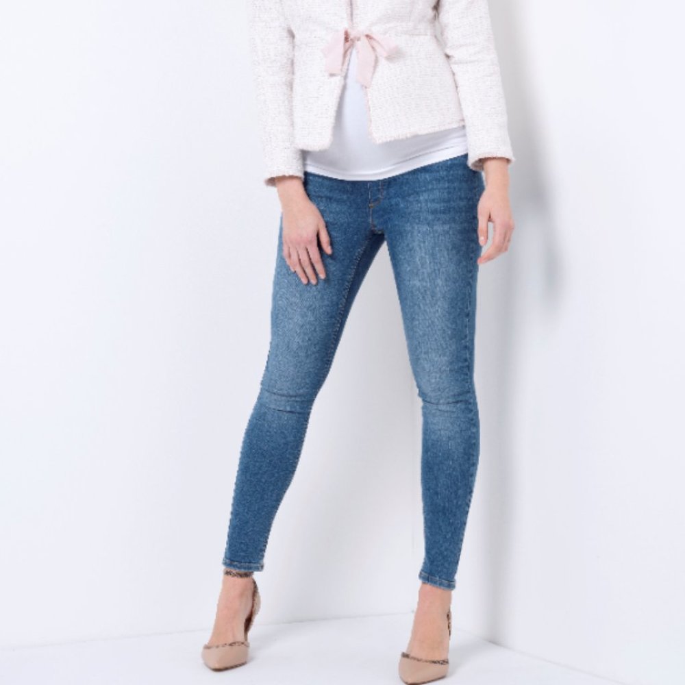 Women's Denim Blue Seraphine over the bump skinny fit maternity jeans